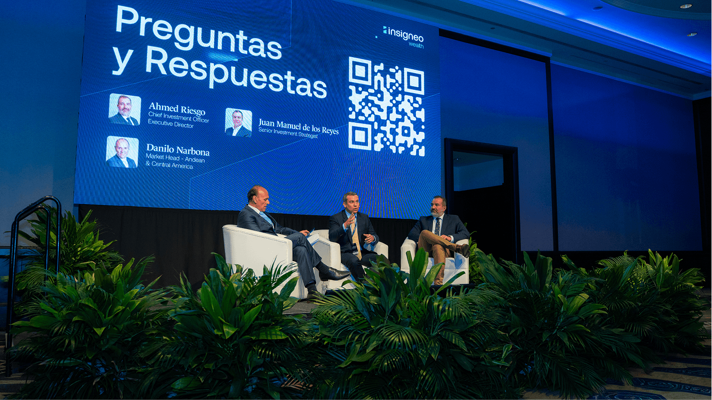 Q&A panel at the Insigneo 360 LATAM event in Lima